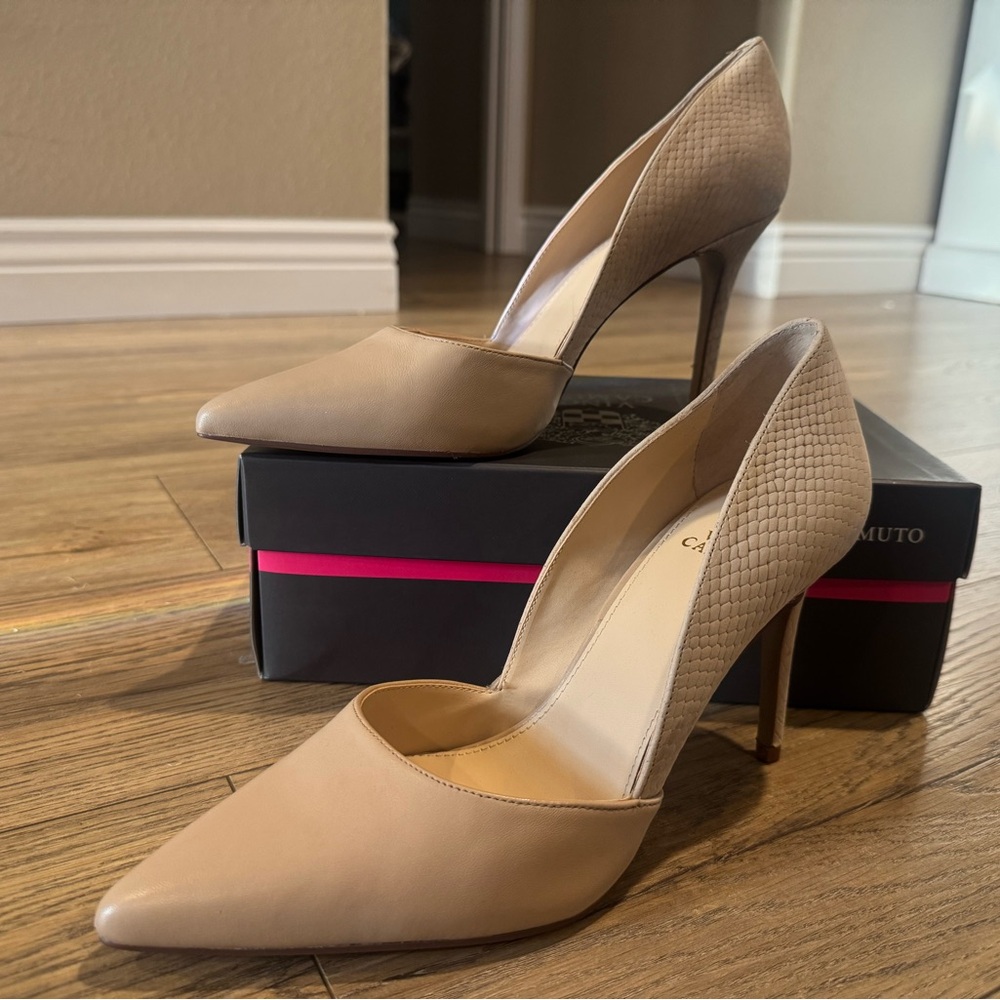 Vince Camuto Leather/Suede Print Stiletto Heels